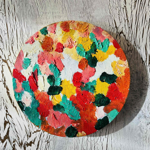 空 直径30㎝「空 その7」油彩・絵画・原画・丸形・アートパネル - かい