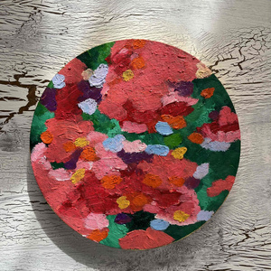 空 油彩 絵画 『空』丸形アートパネル 直径20cmインテリア 絵画 - かい