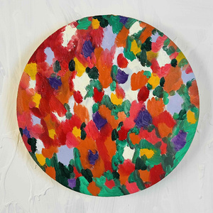 空 油彩 絵画 『空』丸形アートパネル 直径20cmインテリア 絵画 - かい