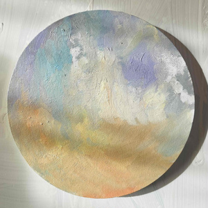 直径30㎝「空の様子２」油彩・絵画・原画・丸形・アートパネル 油彩 絵画 『空』丸形アートパネル 直径30cmインテリア 絵画 原画