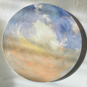空 油彩 絵画 『空』丸形アートパネル 直径25cmインテリア 絵画 - かい