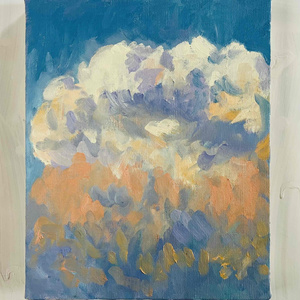 空 原画 油彩「近所の風景 20265」絵画・サムホールサイズ （1 - かい