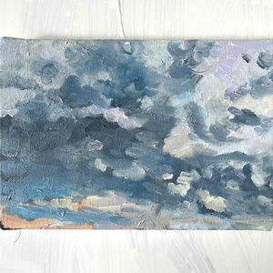 原画・油彩 『 朝空 20260709』絵画・ 直径25cm・アート・丸形