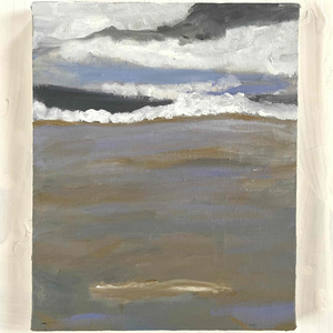 海 原画・油彩「波打ち際」絵画 ・F3（22×27㎝ ）アート - かいがの