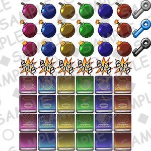 48x48px　カラフル！　～爆弾・本・カギの詰め合わセット～