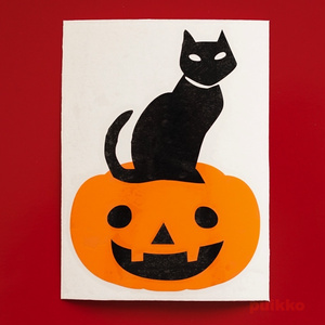 ステッカー　ハロウィン　黒猫2（重ね貼りタイプ）