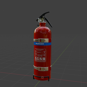 【3D素材】車載消火器　取付金具付き texture付　blender file 4.0