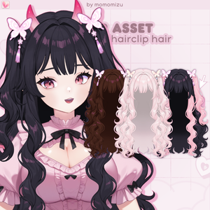 ウェービー地雷系バタフライディテール リグ済みヘアセット for VTube Studio – 10スタイルバリエーション！ | 物理演算リグ済み ＋ 長さ調整可能 | momomizuvt