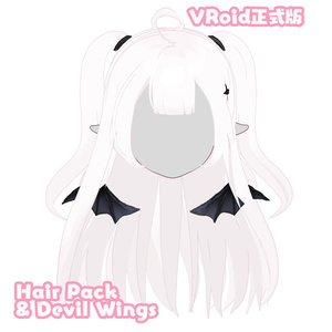[VRoid Official] Twintails Hair Preset & Custom Devil Vampire Wings + Hair Accessory Ribbons for VroidStudio ALL TEXTURES INCLUDED Hair Preset & Custom Devil Wings + Hair Accessory Vampire Girl