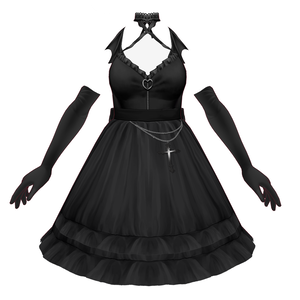 【VRoid正式版 Dress Gothic Demon INCLUDES demon wings, demon tail, shoewear, armwear CUSTOM ITEM for VroidStudio ゴスロリータドレス 悪魔の羽、悪魔の尻尾、靴、武器