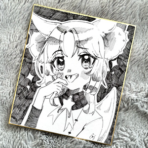 手描きイラスト アナログ 熊耳 小色紙 - BOOTH 原画(太陽) -りんご