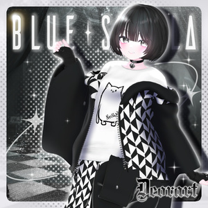 【Deorart モデル No.1リメイク】パンク系振袖パーカー・サルエルパンツコーデセット＆とろとろねこNECOLA #BLUESTELLA 缩略图 2