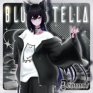 【Deorart モデル No.1リメイク】パンク系振袖パーカー・サルエルパンツコーデセット＆とろとろねこNECOLA #BLUESTELLA 缩略图 5