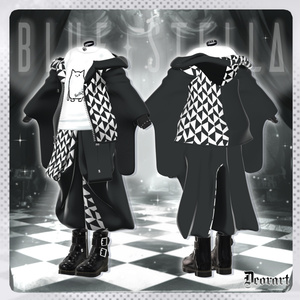 【Deorart モデル No.1リメイク】パンク系振袖パーカー・サルエルパンツコーデセット＆とろとろねこNECOLA #BLUESTELLA 缩略图 6