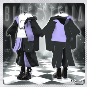 【Deorart モデル No.1リメイク】パンク系振袖パーカー・サルエルパンツコーデセット＆とろとろねこNECOLA #BLUESTELLA 缩略图 7