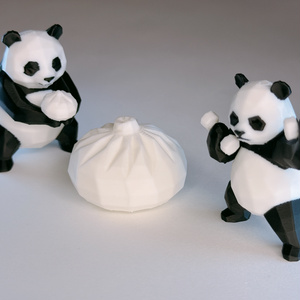筋トレパンダ＆肉まんパンダ＆巨大小籠包の3Dプリント用データ(色分け済みの3mf)