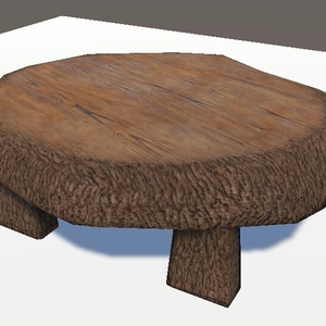 【VRChat想定】ローポリ原木ローテーブル｜Low Poly Wooden Table