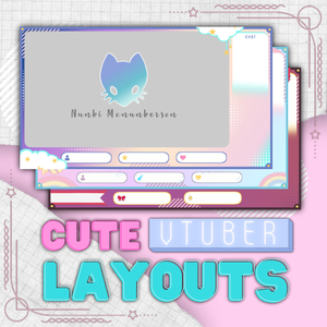 【配信素材】 FREE Cute Vtuber Assets ~ Sweets, Clouds & Ribbon [Nunki Shop]