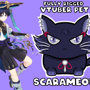 VTUBER PET SCARAMEOW | Fully rigged | Scaramouche | Genshin Impact | Live2D | Premade | Wanderer | Twitch