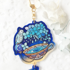 【青・トルコの夜】紫陽花アクリルキーホルダー