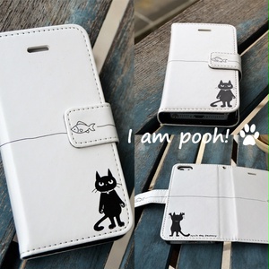 黒猫ぷーちゃん　手帳型iphoneケース