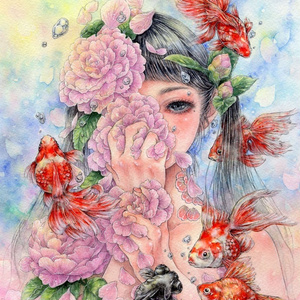 ピンクのチューリップの水彩原画 - ふわもこ堂の水彩屋さん - BOOTH