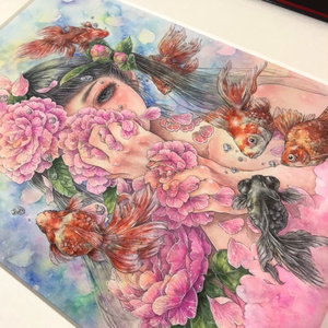【原画販売】チューリップのブーケ　水彩画 チューリップブーケ | SEWING TAKEUCHI公式通販