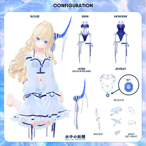 +8 Avatar  ! 【VRChat】 swimsuit 🐬  水中の妖精 / Fairy of the Water / 페어리 오브 더 워터🐬 for Shinano, Milltina, Manuka, Lavie, Milfy, Airi, Karin, Marycia 缩略图 6
