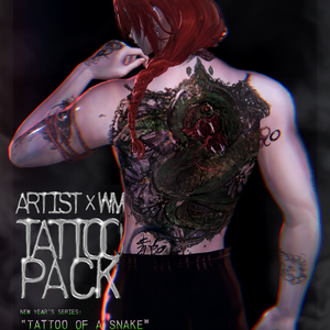 【VRChat】 [Artist  x WM] Tattoo Pack : "Tattoo of a Snake "+  "Summer tattoo" /  Tattoo, タトゥー、刺青、イレーズ味を出せる、 みんなのタトゥーテクスチャー