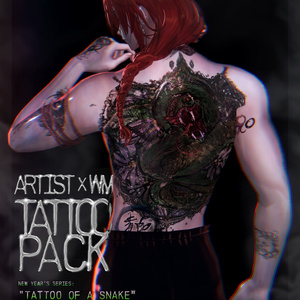【VRChat】 [Artist  x WM] Tattoo Pack : "Tattoo of a Snake "+  "Summer tattoo" /  Tattoo, タトゥー、刺青、イレーズ味を出せる、 みんなのタトゥーテクスチャー