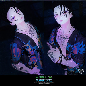 【VRChat】 [Artist  x WM] Tattoo Pack : "Tattoo of a Snake "+  "Summer tattoo" /  Tattoo, タトゥー、刺青、イレーズ味を出せる、 みんなのタトゥーテクスチャー 缩略图 31