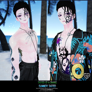 【VRChat】 [Artist  x WM] Tattoo Pack : "Tattoo of a Snake "+  "Summer tattoo" /  Tattoo, タトゥー、刺青、イレーズ味を出せる、 みんなのタトゥーテクスチャー 缩略图 32