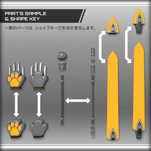 【3Dモデル】猫＆武器メカパーツセット