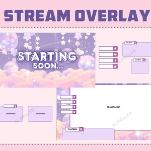 Dreamy Cloud Star Stream Overlay ┃Streamelements, OBS, Twitch, YouTube, Facebook