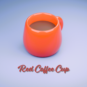 赤いコーヒーカップ（コーヒー入り）