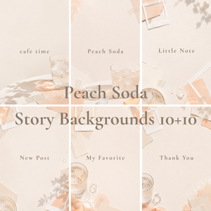 Peach Soda｜海外風ミニマルストーリー背景10枚セット（文字入り+無地 全20枚）