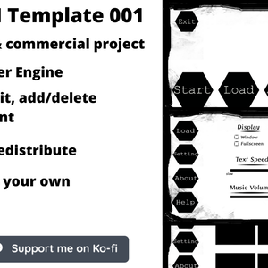 【商用利用OK、無料版あり】VN GUI Template 【ゲームUIセット#001】