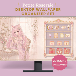【PC壁紙セット】Petite Roseraie | 飾るように整理するデスクトップオーガナイザー＆フォルダーアイコン20種【Mac・Windows対応】