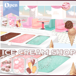 【Vtuber配信向け】アイスクリームショップ配信用背景