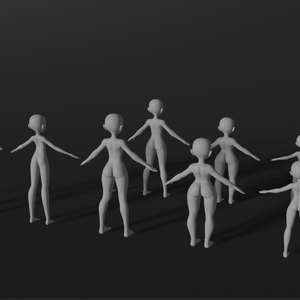 Stylized Anime girl base mesh model pack (V1 & V2)