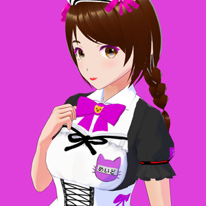 メイド喫茶店員【オリジナル3Dモデル(VRM・MMD)+VRoid Studio用衣装カスタムアイテム+カスタムアイテム「汗が流れる肌(UniVRM必須)】