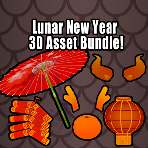 Chinese New Year Low Poly 3D Vtuber Asset Pack | Lunar New Year |  Year of the Dragon
