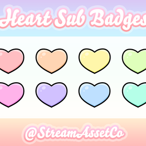 Free Heart Sub Badges- Pastel Version