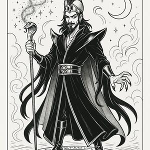 「Dark Sorcerer ～魔法に魅せられた者～」《大人の塗り絵・PDF》