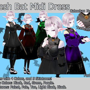 VROID: Bat Lace Midi Dress!  - BETA VROID