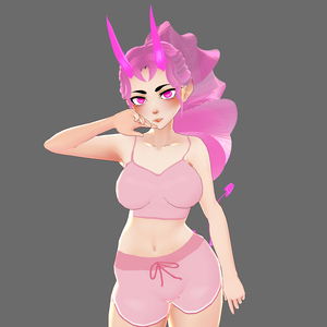 Vroid Pink Succubus Set ( Hair + Horns + Tail )