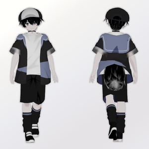モノクロ狐「白月-シロツキ-」VRChatモデル 缩略图 2