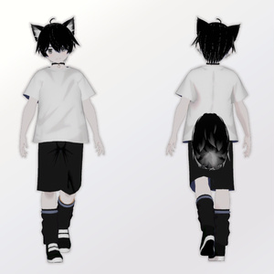 モノクロ狐「白月-シロツキ-」VRChatモデル 缩略图 3