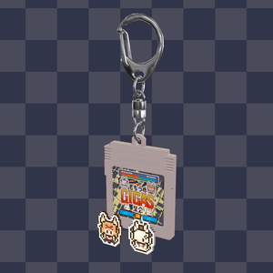 【無料／もちうめGIGAS集会】カセットキーホルダー／ピンバッチセット【1周年】