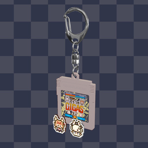 【無料／もちうめGIGAS集会】カセットキーホルダー／ピンバッチセット【1周年】